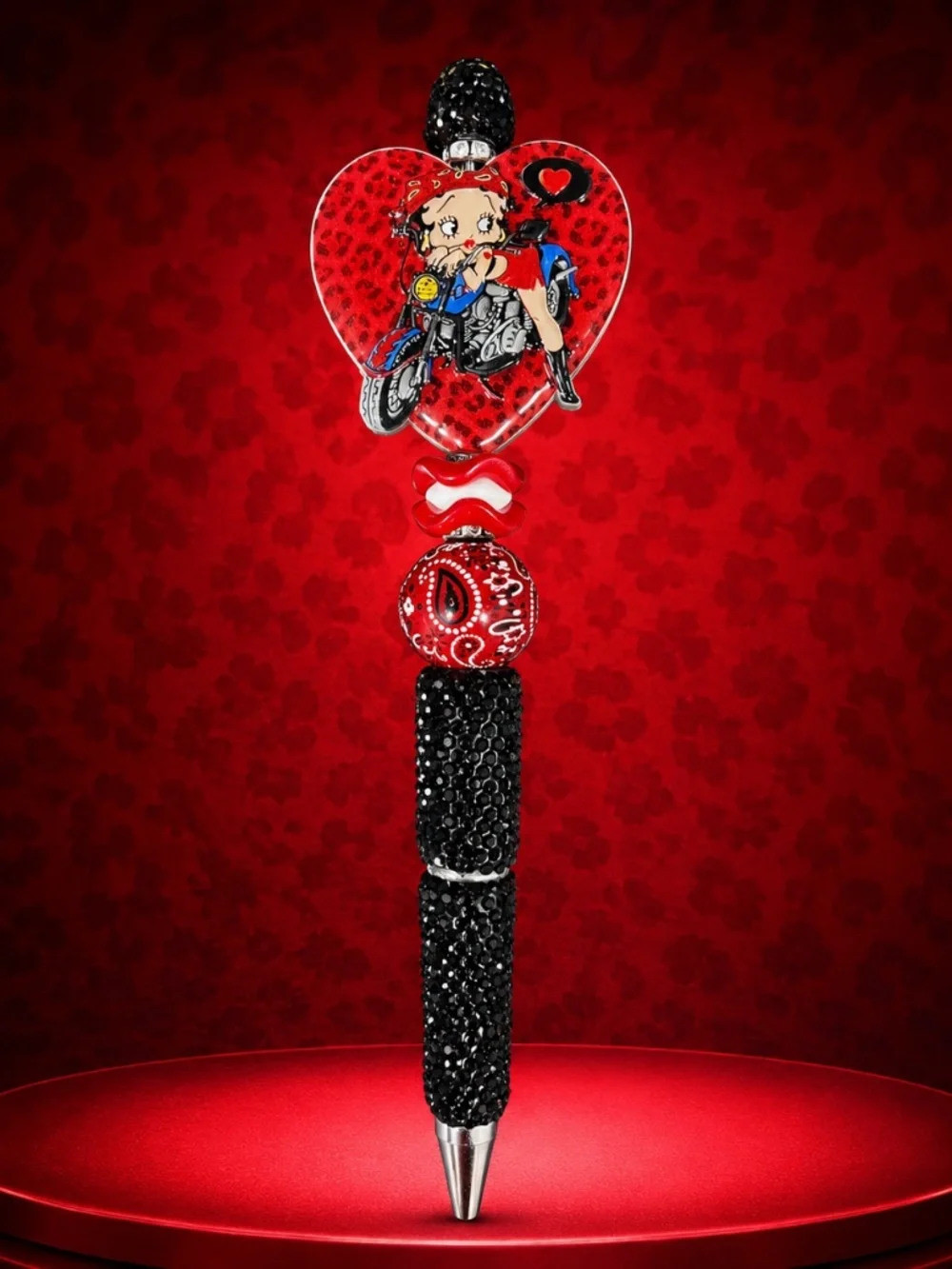 Betty Biker Heart Rhinestone Decorative Pen
